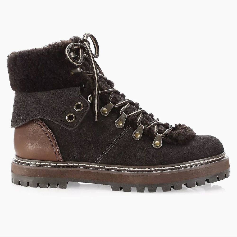See by Chloé Eileen Lace-Up Shearling-Lined Ankle Boots - Picture 11 of 12